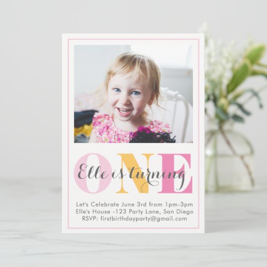 Einladung zum ersten Geburtstag (Stehend Vorderseite)