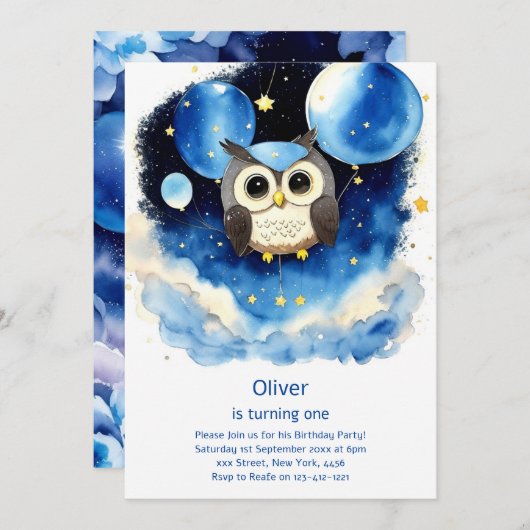 Einladung zum ersten Geburtstag (Vorne/Hinten)