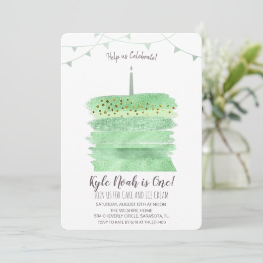 Einladung zum ersten Geburtstag (Stehend Vorderseite)