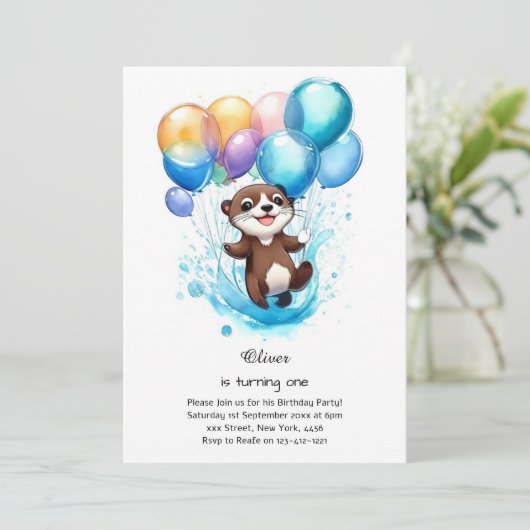 Einladung zum ersten Geburtstag (Stehend Vorderseite)