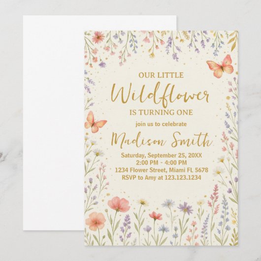 Einladung zum ersten Geburtstag (Vorne/Hinten)