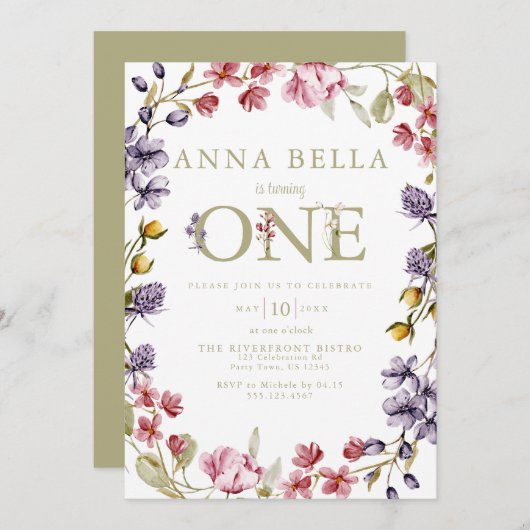 Einladung zum ersten Geburtstag (Vorne/Hinten)