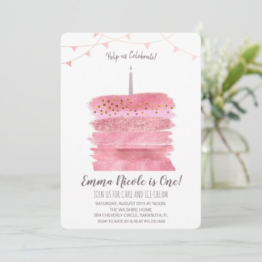 Einladung zum ersten Geburtstag (Stehend Vorderseite)