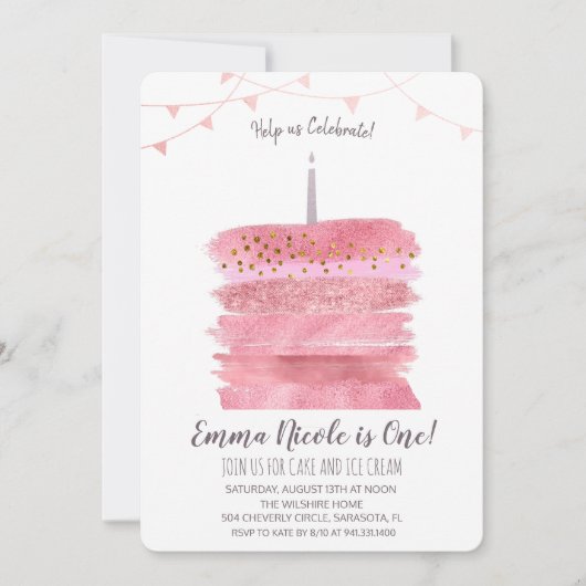 Einladung zum ersten Geburtstag (Vorderseite)