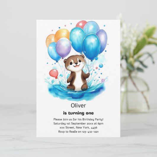 Einladung zum ersten Geburtstag (Stehend Vorderseite)