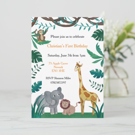 Einladung zum ersten Geburtstag (Stehend Vorderseite)