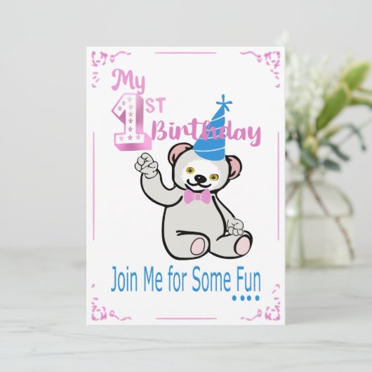 Einladung zum ersten Geburtstag (Stehend Vorderseite)