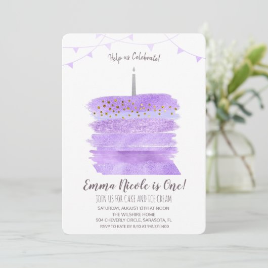 Einladung zum ersten Geburtstag (Stehend Vorderseite)