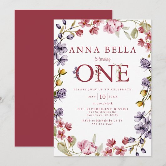 Einladung zum ersten Geburtstag (Vorne/Hinten)