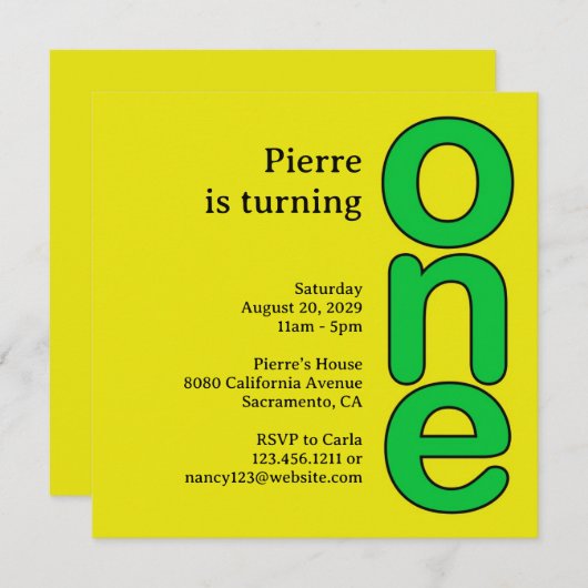 Einladung zum ersten Geburtstag (Vorne/Hinten)