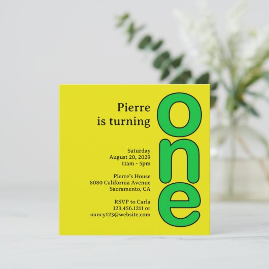 Einladung zum ersten Geburtstag (Stehend Vorderseite)