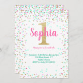 Einladung zum ersten Geburtstag 1. Einladung Girl  (Vorne/Hinten)