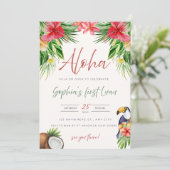 Einladung zum ersten Geburtstag - Aloha (Stehend Vorderseite)