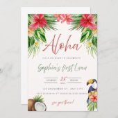 Einladung zum ersten Geburtstag - Aloha (Vorne/Hinten)
