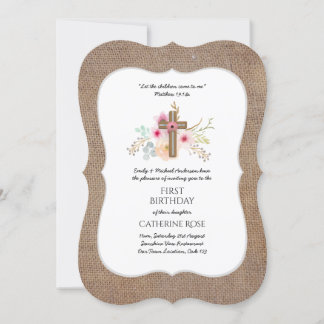 Einladung zum ersten Geburtstag Aquarellblume