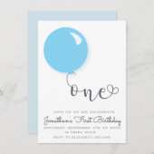 Einladung zum ersten Geburtstag Ballon (Vorne/Hinten)