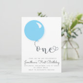 Einladung zum ersten Geburtstag Ballon (Stehend Vorderseite)