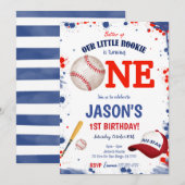 Einladung zum ersten Geburtstag Baseball (Vorne/Hinten)