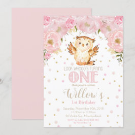 Einladung zum ersten Geburtstag Blush Floral Girl