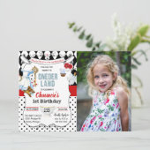 Einladung zum ersten Geburtstag der Alice im Wunde (Stehend Vorderseite)