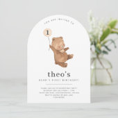 Einladung zum ersten Geburtstag des Bären (Stehend Vorderseite)