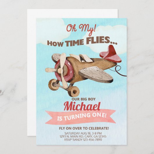 Einladung zum ersten Geburtstag des Flugzeugs. (Vorne/Hinten)