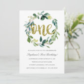 Einladung zum ersten Geburtstag des Goldenen Blume (Stehend Vorderseite)