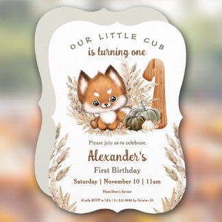 Einladung zum ersten Geburtstag des Niedlichen Fox