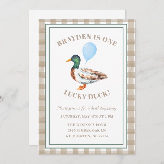 Einladung zum ersten Geburtstag einer glücklichen  (Vorne/Hinten)