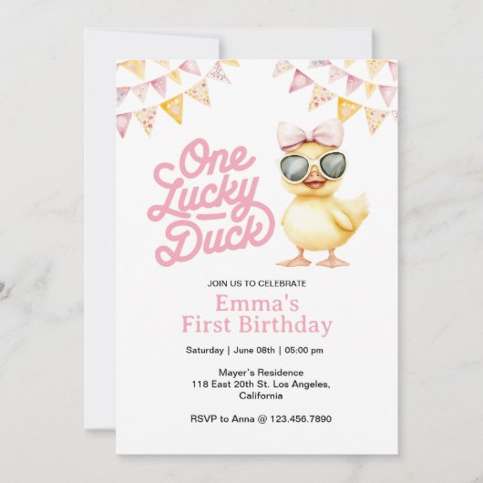 Einladung zum ersten Geburtstag einer glücklichen (Vorderseite)