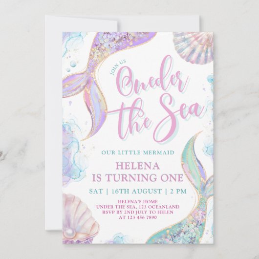 Einladung zum ersten Geburtstag eines Mädchens (Vorderseite)