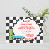 Einladung zum ersten Geburtstag eines Racecar, kar (Stehend Vorderseite)