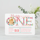 Einladung zum ersten Geburtstag Foto (Stehend Vorderseite)