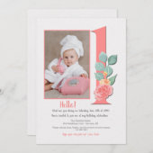 Einladung zum ersten Geburtstag Foto (Vorne/Hinten)