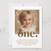 Einladung zum ersten Geburtstag Foto in Brown & Wh (Vorderseite)