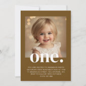Einladung zum ersten Geburtstag Foto in Brown & Wh (Vorderseite)