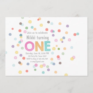 Einladung zum ersten Geburtstag Girl Watercolor Co