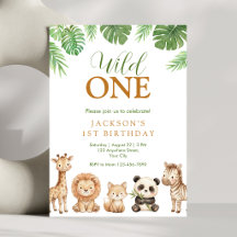Einladung zum ersten Geburtstag Jungle Wild One