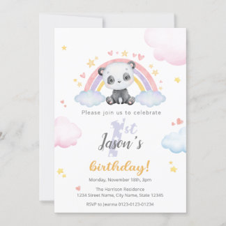 Einladung zum ersten Geburtstag - Niedliches Panda