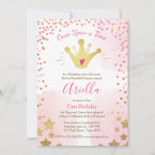 Einladung zum ersten Geburtstag Princess Gold Pink (Vorderseite)