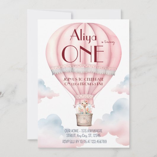 Einladung zum ersten Geburtstag Traum Welt (Vorderseite)