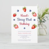 Einladung zum ersten Geburtstag von Berry (Stehend Vorderseite)