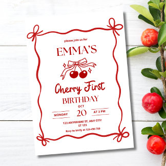 Einladung zum ersten Geburtstag von Cherry, Red Bo