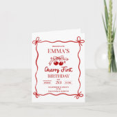 Einladung zum ersten Geburtstag von Cherry, Red Bo (Vorderseite)