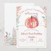 Einladung zum ersten Geburtstag von Classic Pumpki (Vorne/Hinten)