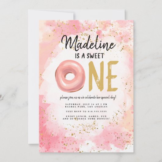 Einladung zum ersten Geburtstag von Donut (Vorderseite)