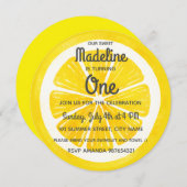 Einladung zum ersten Geburtstag von frischer Zitro (Vorne/Hinten)