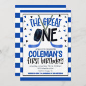 Einladung zum ersten Geburtstag von Hockey (Vorne/Hinten)