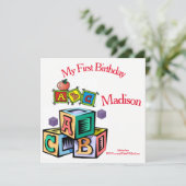 Einladung zum ersten Geburtstag von Kindern (Stehend Vorderseite)