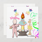 Einladung zum ersten Geburtstag von Kindern (Vorne/Hinten)